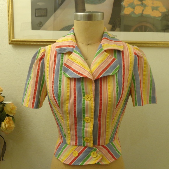 Mindy Malone Tops - Mindy Malone Vintage Multi Colored Striped Blouse